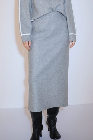 Jupe midi tissu éponge - Gris