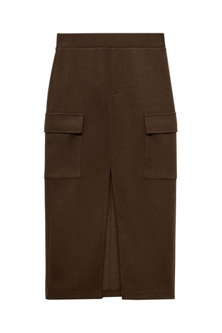 Jupe cargo fendue - Marron