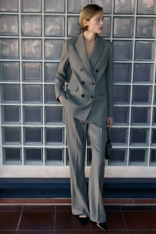 Pantalon de costume flare - Gris clair chiné