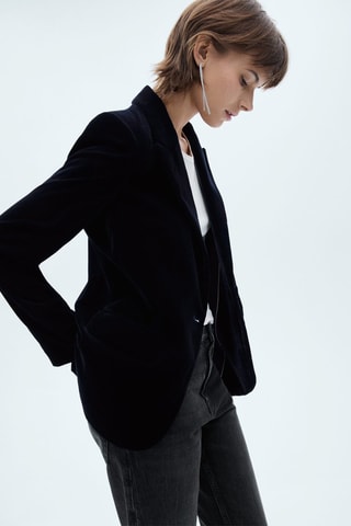 Blazer velours structuré - Bleu nuit