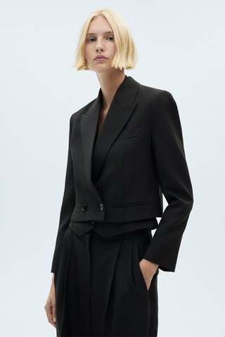 Blazer crop double boutonnage - Noir