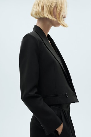 Blazer crop double boutonnage - Noir