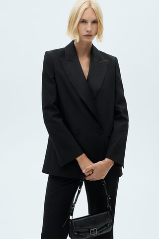 Blazer costume revers satinés - Noir