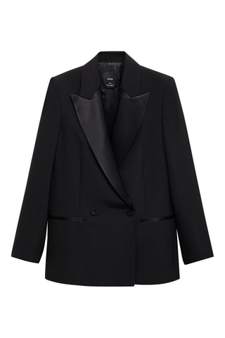 Blazer costume revers satinés - Noir