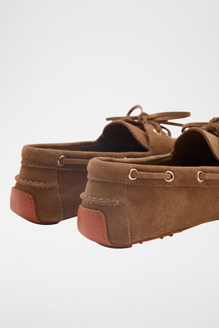 Chaussures bateau en cuir - Marron