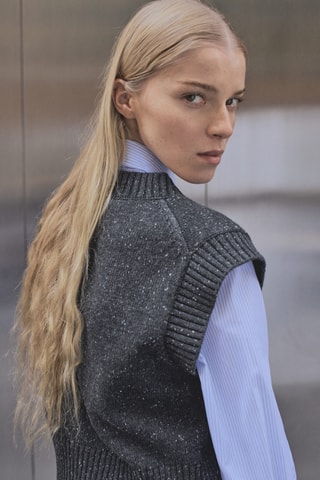 Pull sans manches - Gris chiné