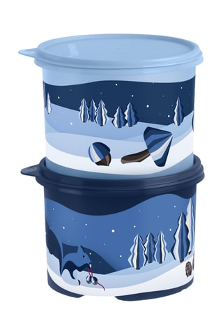 2 boîtes de conservation Noël - 1,1 l - Ciel et bleu cobalt