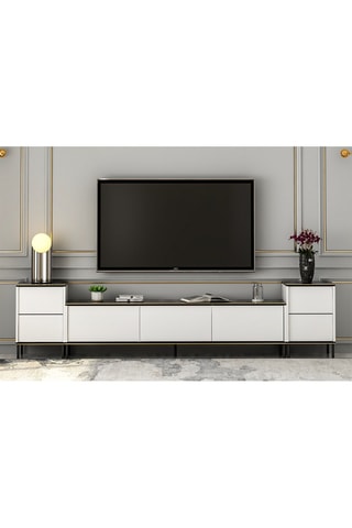 Meuble TV 2 portes et 3 abattants - 260 x 60 x 35 cm