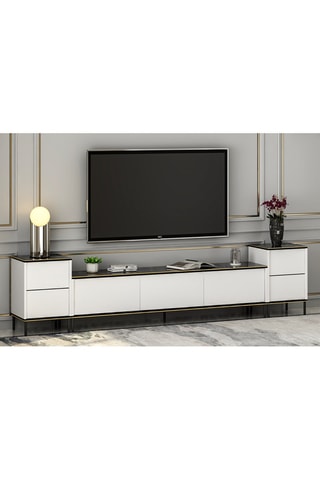 Meuble TV 2 portes et 3 abattants - 260 x 60 x 35 cm