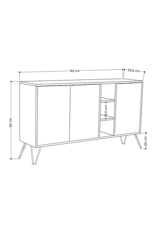 Buffet - 3 portes - 142 x 83 x 35,6 cm