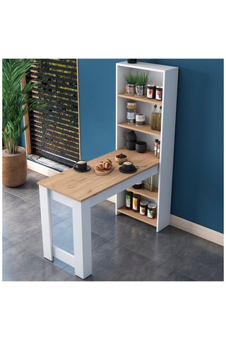 Table de cuisine avec étagère - 120 x 154 x 54 cm