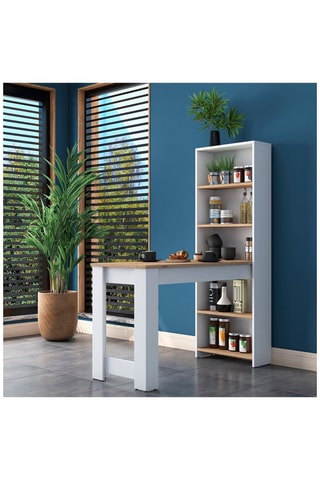 Table de cuisine avec étagère - 120 x 154 x 54 cm