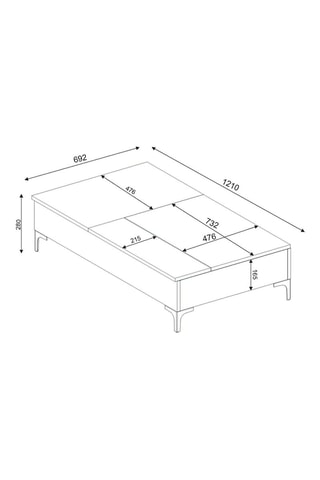 Table basse - 69,2 x 28 x 121 cm