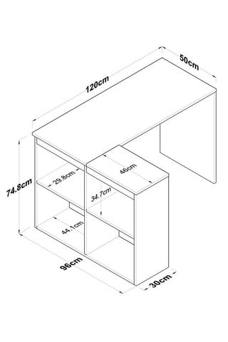 Bureau 4 niches Hattem - 120 x 74,8 x 96 cm
