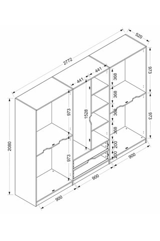 Armoire 10 portes Elina - 277 x 208 x 52 cm