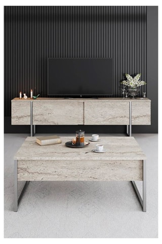 Meuble TV 2 abattants - 180 x 50 x 30 cm