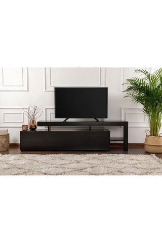 Meuble TV Beliz 2 portes et abattant - 192 x 53 x 37 cm