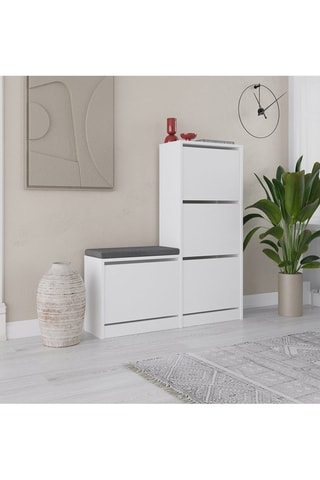 Meuble à chaussures 4 abattants - 105 x 119 x 26 cm