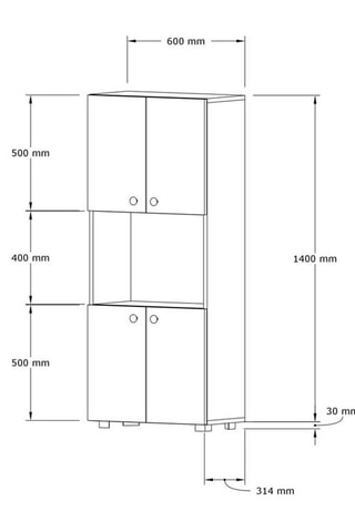 Meuble de cuisine 4 portes - 60 x 31,4 x 140 cm