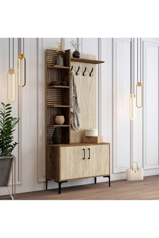 Meuble d'entrée 2 portes Viyana D - 90 x 200 x 35 cm