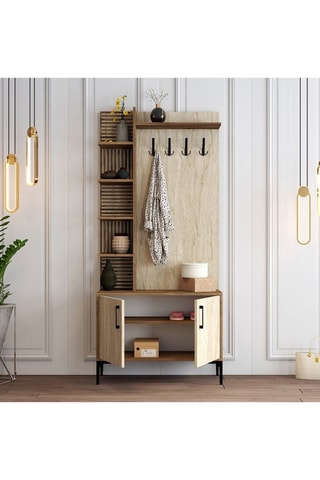 Meuble d'entrée 2 portes Viyana D - 90 x 200 x 35 cm