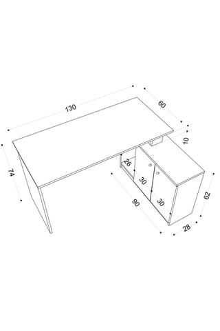 Bureau 2 portes Basak Calisma Masari - 130 x 74 x 105 cm