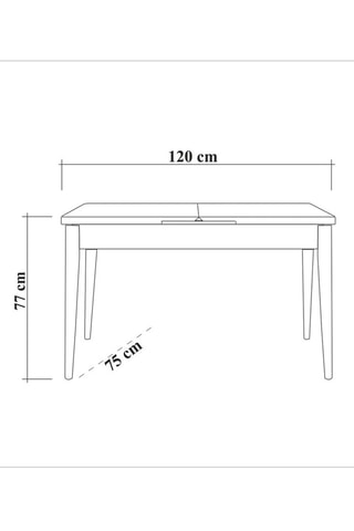 Table à manger - Blanc et naturel - Pieds en bois - 120 x 77 x 75 cm
