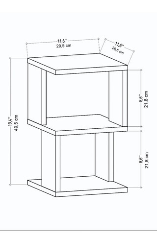 Table de chevet Carter - 29,6 x 49,4 x 29,6 cm