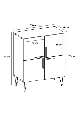 Commode 4 portes Makro  - 70 x 90 x 35 cm