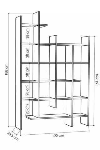 Bibliothèque - 122 x 188 x 25,5 cm