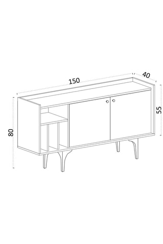 Buffet 2 portes - 150 x 40 x 80 cm