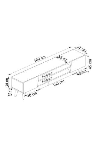 Meuble TV 2 abattants Clark - 180 x 37 x 45 cm