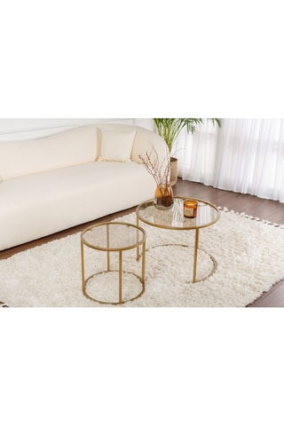 2 tables basses gigognes en verre Aurum - 42 x 39 x 42 cm / 60 x 43 x 60 cm