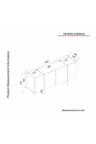 Buffet 4 portes - 180 x 44,8 x 75,5 cm
