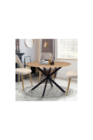 Mesa de comedor Soline - Imitación madera y negro