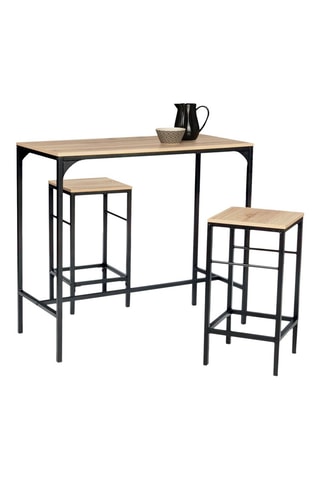 Mesa alta y 2 taburetes Pharell - Imitación madera y negro