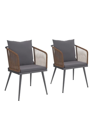 Sillas de jardín Florida de mimbre con cojines - Pack de 2