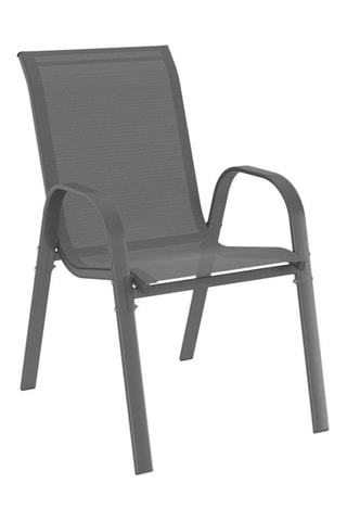 Conjunto de comedor Minorca 4 plazas de textileno y vidrio templado gris antracita 