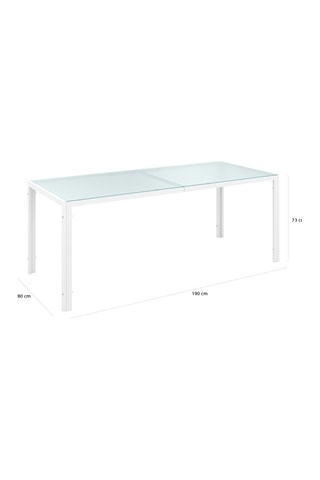 Conjunto de comedor Minorca de 6 plazas de textileno y vidrio templado blanco y beige