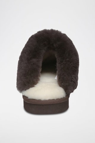 Pantoufles fourrées en cuir de mouton nubuck Magpie  - Marron