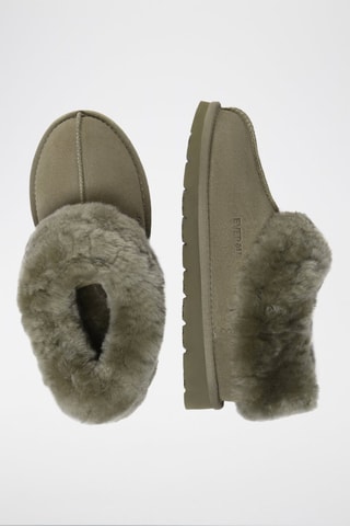 Pantoufles fourrées en nubuck Ibis  - Vert