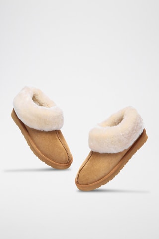 Pantoufles fourrées en nubuck Ibis  - Marron