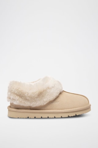 Pantoufles fourrées en nubuck Ibis  - Beige