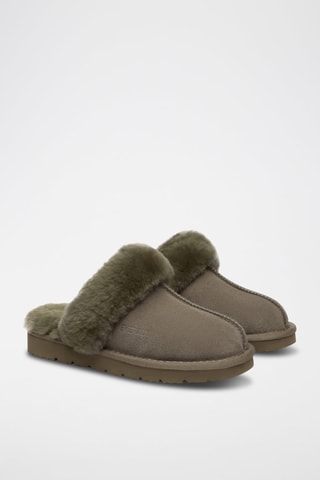 Pantoufles fourrées en nubuck Raven  - Vert