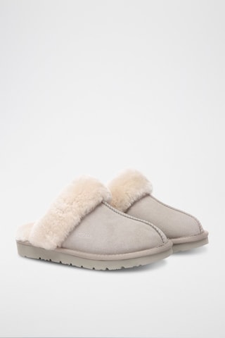 Pantoufles fourrées en nubuck Raven  - Gris