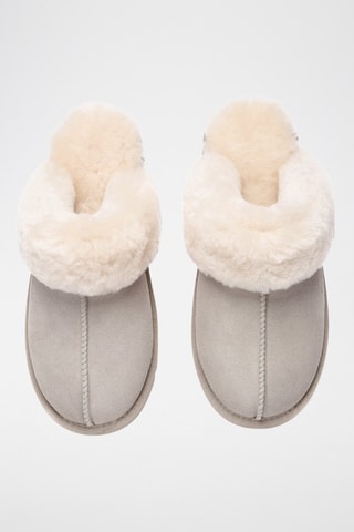 Pantoufles fourrées en nubuck Raven  - Gris