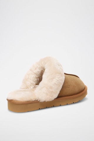 Pantoufles fourrées en nubuck Raven  - Marron