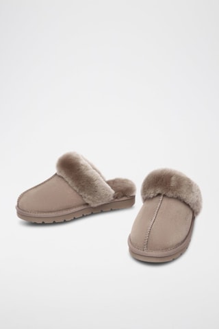 Pantoufles fourrées en nubuck Raven  - Marron