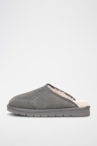 Pantoufles fourrées en nubuck Lark  - Gris