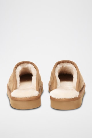 Pantoufles fourrées en nubuck Lark  - Marron